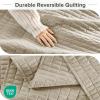 imageComfort Spaces King Quilt Set Modern Reversible Ogee Coverlet King Bedding Set Cozy Quilted Winter Layer All Season Lightweight Soft King Size Quilt Kienna King Green 3 PieceBeige