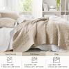 imageComfort Spaces King Quilt Set Modern Reversible Ogee Coverlet King Bedding Set Cozy Quilted Winter Layer All Season Lightweight Soft King Size Quilt Kienna King Green 3 PieceTaupe Diamond