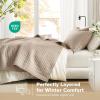 imageComfort Spaces King Quilt Set Modern Reversible Ogee Coverlet King Bedding Set Cozy Quilted Winter Layer All Season Lightweight Soft King Size Quilt Kienna King Green 3 PieceTaupe