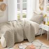 imageComfort Spaces King Quilt Set Modern Reversible Ogee Coverlet King Bedding Set Cozy Quilted Winter Layer All Season Lightweight Soft King Size Quilt Kienna King Green 3 PieceTaupe Diamond