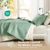 imageComfort Spaces King Quilt Set Modern Reversible Ogee Coverlet King Bedding Set Cozy Quilted Winter Layer All Season Lightweight Soft King Size Quilt Kienna King Green 3 PieceSeafoam