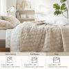 imageComfort Spaces King Quilt Set Modern Reversible Ogee Coverlet King Bedding Set Cozy Quilted Winter Layer All Season Lightweight Soft King Size Quilt Kienna King Green 3 PieceTaupe Ogee