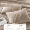 imageComfort Spaces King Quilt Set Modern Reversible Ogee Coverlet King Bedding Set Cozy Quilted Winter Layer All Season Lightweight Soft King Size Quilt Kienna King Green 3 PieceTaupe