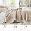 imageComfort Spaces King Quilt Set Modern Reversible Ogee Coverlet King Bedding Set Cozy Quilted Winter Layer All Season Lightweight Soft King Size Quilt Kienna King Green 3 PieceTaupe Diamond
