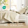 imageComfort Spaces King Quilt Set Modern Reversible Ogee Coverlet King Bedding Set Cozy Quilted Winter Layer All Season Lightweight Soft King Size Quilt Kienna King Green 3 PieceIvory