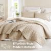 imageComfort Spaces King Quilt Set Modern Reversible Ogee Coverlet King Bedding Set Cozy Quilted Winter Layer All Season Lightweight Soft King Size Quilt Kienna King Green 3 PieceTaupe Diamond