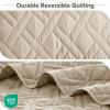 imageComfort Spaces King Quilt Set Modern Reversible Ogee Coverlet King Bedding Set Cozy Quilted Winter Layer All Season Lightweight Soft King Size Quilt Kienna King Green 3 PieceTaupe Diamond