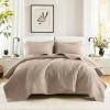 imageComfort Spaces King Quilt Set Modern Reversible Ogee Coverlet King Bedding Set Cozy Quilted Winter Layer All Season Lightweight Soft King Size Quilt Kienna King Green 3 PieceTaupe