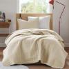 imageComfort Spaces King Quilt Set Modern Reversible Ogee Coverlet King Bedding Set Cozy Quilted Winter Layer All Season Lightweight Soft King Size Quilt Kienna King Green 3 PieceIvory