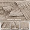 imageComfort Spaces King Quilt Set Modern Reversible Ogee Coverlet King Bedding Set Cozy Quilted Winter Layer All Season Lightweight Soft King Size Quilt Kienna King Green 3 PieceTaupe