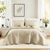 imageComfort Spaces King Quilt Set Modern Reversible Ogee Coverlet King Bedding Set Cozy Quilted Winter Layer All Season Lightweight Soft King Size Quilt Kienna King Green 3 PieceIvory