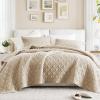 imageComfort Spaces King Quilt Set Modern Reversible Ogee Coverlet King Bedding Set Cozy Quilted Winter Layer All Season Lightweight Soft King Size Quilt Kienna King Green 3 PieceTaupe Diamond
