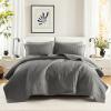 imageComfort Spaces King Quilt Set Modern Reversible Ogee Coverlet King Bedding Set Cozy Quilted Winter Layer All Season Lightweight Soft King Size Quilt Kienna King Green 3 PieceCharcoal Grey