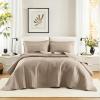 imageComfort Spaces King Quilt Set Modern Reversible Ogee Coverlet King Bedding Set Cozy Quilted Winter Layer All Season Lightweight Soft King Size Quilt Kienna King Green 3 PieceTaupe