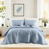 imageComfort Spaces King Quilt Set Modern Reversible Ogee Coverlet King Bedding Set Cozy Quilted Winter Layer All Season Lightweight Soft King Size Quilt Kienna King Green 3 PieceBlue