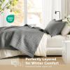 imageComfort Spaces King Quilt Set Modern Reversible Ogee Coverlet King Bedding Set Cozy Quilted Winter Layer All Season Lightweight Soft King Size Quilt Kienna King Green 3 PieceCharcoal Grey