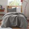 imageComfort Spaces King Quilt Set Modern Reversible Ogee Coverlet King Bedding Set Cozy Quilted Winter Layer All Season Lightweight Soft King Size Quilt Kienna King Green 3 PieceCharcoal Grey