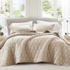 imageComfort Spaces King Quilt Set Modern Reversible Ogee Coverlet King Bedding Set Cozy Quilted Winter Layer All Season Lightweight Soft King Size Quilt Kienna King Green 3 PieceTaupe Ogee