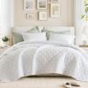 imageComfort Spaces King Quilt Set Modern Reversible Ogee Coverlet King Bedding Set Cozy Quilted Winter Layer All Season Lightweight Soft King Size Quilt Kienna King Green 3 PieceWhite Diamond