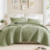 imageComfort Spaces King Quilt Set Modern Reversible Ogee Coverlet King Bedding Set Cozy Quilted Winter Layer All Season Lightweight Soft King Size Quilt Kienna King Green 3 PieceSage Green Diamond