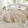 imageComfort Spaces King Quilt Set Modern Reversible Ogee Coverlet King Bedding Set Cozy Quilted Winter Layer All Season Lightweight Soft King Size Quilt Kienna King Green 3 PieceTaupe Ogee