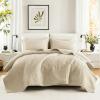 imageComfort Spaces King Quilt Set Modern Reversible Ogee Coverlet King Bedding Set Cozy Quilted Winter Layer All Season Lightweight Soft King Size Quilt Kienna King Green 3 PieceIvory
