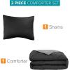 imageComfort Spaces Twin Comforter Set Vibrant Reversible Comforters Twin Size Quilted Bedding Set All Season Lightweight Bedding Soft Microfiber Comforter Vixie NavyLight Blue TwinTwin XL 2 PieceBlackGray
