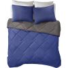 imageComfort Spaces Twin Comforter Set Vibrant Reversible Comforters Twin Size Quilted Bedding Set All Season Lightweight Bedding Soft Microfiber Comforter Vixie NavyLight Blue TwinTwin XL 2 PieceNavyCharcoal