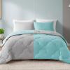 imageComfort Spaces Twin Comforter Set Vibrant Reversible Comforters Twin Size Quilted Bedding Set All Season Lightweight Bedding Soft Microfiber Comforter Vixie NavyLight Blue TwinTwin XL 2 PieceAquaGray