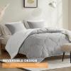 imageComfort Spaces Twin Comforter Set Vibrant Reversible Comforters Twin Size Quilted Bedding Set All Season Lightweight Bedding Soft Microfiber Comforter Vixie NavyLight Blue TwinTwin XL 2 PieceGreyWhite Sherpa