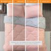 imageComfort Spaces Twin Comforter Set Vibrant Reversible Comforters Twin Size Quilted Bedding Set All Season Lightweight Bedding Soft Microfiber Comforter Vixie NavyLight Blue TwinTwin XL 2 PieceCoralGray