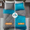 imageComfort Spaces Twin Comforter Set Vibrant Reversible Comforters Twin Size Quilted Bedding Set All Season Lightweight Bedding Soft Microfiber Comforter Vixie NavyLight Blue TwinTwin XL 2 PieceTealDark Gray