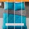 imageComfort Spaces Twin Comforter Set Vibrant Reversible Comforters Twin Size Quilted Bedding Set All Season Lightweight Bedding Soft Microfiber Comforter Vixie NavyLight Blue TwinTwin XL 2 PieceTealDark Gray