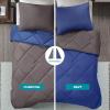 imageComfort Spaces Twin Comforter Set Vibrant Reversible Comforters Twin Size Quilted Bedding Set All Season Lightweight Bedding Soft Microfiber Comforter Vixie NavyLight Blue TwinTwin XL 2 PieceNavyCharcoal