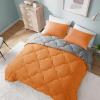 imageComfort Spaces Twin Comforter Set Vibrant Reversible Comforters Twin Size Quilted Bedding Set All Season Lightweight Bedding Soft Microfiber Comforter Vixie NavyLight Blue TwinTwin XL 2 PieceOrangeGrey