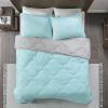 imageComfort Spaces Twin Comforter Set Vibrant Reversible Comforters Twin Size Quilted Bedding Set All Season Lightweight Bedding Soft Microfiber Comforter Vixie NavyLight Blue TwinTwin XL 2 PieceAquaGray