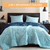 imageComfort Spaces Twin Comforter Set Vibrant Reversible Comforters Twin Size Quilted Bedding Set All Season Lightweight Bedding Soft Microfiber Comforter Vixie NavyLight Blue TwinTwin XL 2 PieceNavyLight Blue