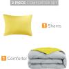 imageComfort Spaces Twin Comforter Set Vibrant Reversible Comforters Twin Size Quilted Bedding Set All Season Lightweight Bedding Soft Microfiber Comforter Vixie NavyLight Blue TwinTwin XL 2 PieceGreyYellow