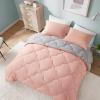 imageComfort Spaces Twin Comforter Set Vibrant Reversible Comforters Twin Size Quilted Bedding Set All Season Lightweight Bedding Soft Microfiber Comforter Vixie NavyLight Blue TwinTwin XL 2 PieceCoralGray