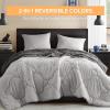 imageComfort Spaces Twin Comforter Set Vibrant Reversible Comforters Twin Size Quilted Bedding Set All Season Lightweight Bedding Soft Microfiber Comforter Vixie NavyLight Blue TwinTwin XL 2 PieceGrey