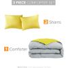 imageComfort Spaces Twin Comforter Set Vibrant Reversible Comforters Twin Size Quilted Bedding Set All Season Lightweight Bedding Soft Microfiber Comforter Vixie NavyLight Blue TwinTwin XL 2 PieceGreyYellow