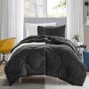 imageComfort Spaces Twin Comforter Set Vibrant Reversible Comforters Twin Size Quilted Bedding Set All Season Lightweight Bedding Soft Microfiber Comforter Vixie NavyLight Blue TwinTwin XL 2 PieceBlackBlack Sherpa