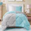 imageComfort Spaces Twin Comforter Set Vibrant Reversible Comforters Twin Size Quilted Bedding Set All Season Lightweight Bedding Soft Microfiber Comforter Vixie NavyLight Blue TwinTwin XL 2 PieceAquaGray