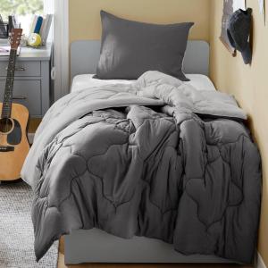 imageComfort Spaces Twin Comforter Set Vibrant Reversible Comforters Twin Size Quilted Bedding Set All Season Lightweight Bedding Soft Microfiber Comforter Vixie NavyLight Blue TwinTwin XL 2 PieceGrey