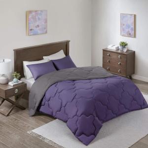 imageComfort Spaces Twin Comforter Set Vibrant Reversible Comforters Twin Size Quilted Bedding Set All Season Lightweight Bedding Soft Microfiber Comforter Vixie NavyLight Blue TwinTwin XL 2 PiecePurpleCharcoal