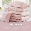 imageComfort Spaces Comforter for Queen Size Bed Ogee Ruched with Crinkle Texture Breathable Comforter Set Queen All Season Lightweight Bedding Set Shams Dcor Pilow FullQueen White 4 PiecePink
