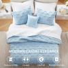 imageComfort Spaces Comforter for Queen Size Bed Ogee Ruched with Crinkle Texture Breathable Comforter Set Queen All Season Lightweight Bedding Set Shams Dcor Pilow FullQueen White 4 PieceBlue