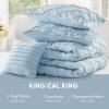 imageComfort Spaces Comforter for Queen Size Bed Ogee Ruched with Crinkle Texture Breathable Comforter Set Queen All Season Lightweight Bedding Set Shams Dcor Pilow FullQueen White 4 PieceBlue