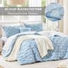 imageComfort Spaces Comforter for Queen Size Bed Ogee Ruched with Crinkle Texture Breathable Comforter Set Queen All Season Lightweight Bedding Set Shams Dcor Pilow FullQueen White 4 PieceBlue