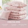 imageComfort Spaces Comforter for Queen Size Bed Ogee Ruched with Crinkle Texture Breathable Comforter Set Queen All Season Lightweight Bedding Set Shams Dcor Pilow FullQueen White 4 PiecePink